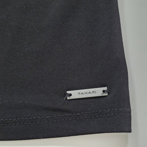 Tahari Top Womens L Black SS Studs Stretch Whimsigoth Office Mature Logo Capsule - Picture 10 of 16